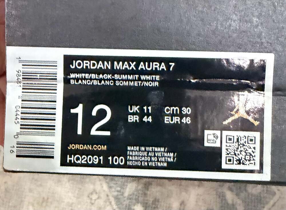 Jordan Max Aura 7 Men's Shoes White/Black/Summit White - Picture 10 of 10